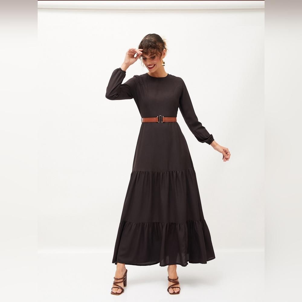 Alexandria: Belted Tiered Maxi Dress